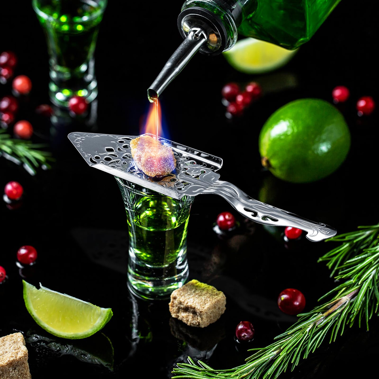 Silver Absinthe Spoon Stainless Steel Cocktail Utensils Bitter Scoop Absinthe Gl