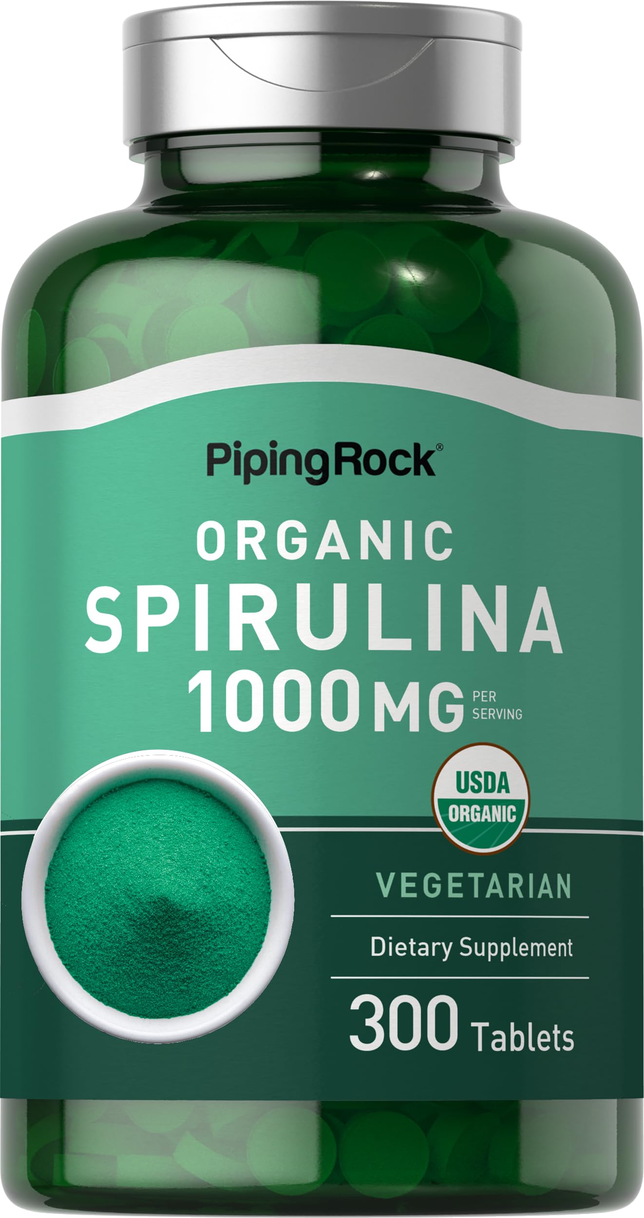 Organic Spirulina | 1000mg | 300 Tablets | Arthrospira Platensis | Vegetarian, Non-GMO, Gluten Free Supplement