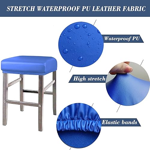 Miniatura 2 de Fundas de taburete rectangulares, paquete de 4 fundas elásticas impermeables de poliuretano rectangulares para taburetes de bar, fundas elásticas