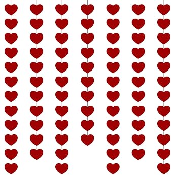 Valentinstag Deko Herz Girlande 80er Set Rote Filz Herzen zum Aufh ngen DIY Romantische Herzgirlande Dekoration f r Hochzeit Jahrestag & Party