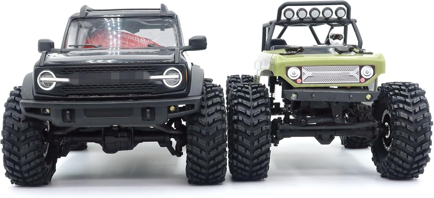 HOBBYSOUL 64mm 1.0 Tires F/R Mounted 1.0 beadlock Wheels Silver Rims Hex 7mm Negative Offsets 1.0 Wheels Tires for RC Mud Crawler 1/24 SCX24 FCX24 AX24 1/18 TRX4M