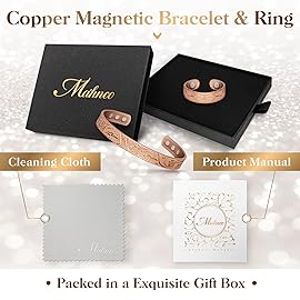 Copper Bracelet for Women, Magnetic Lymph Detox Ring and Magnetic Copper Bracelet, 100% Solid Pure Copper Jewelry Gift