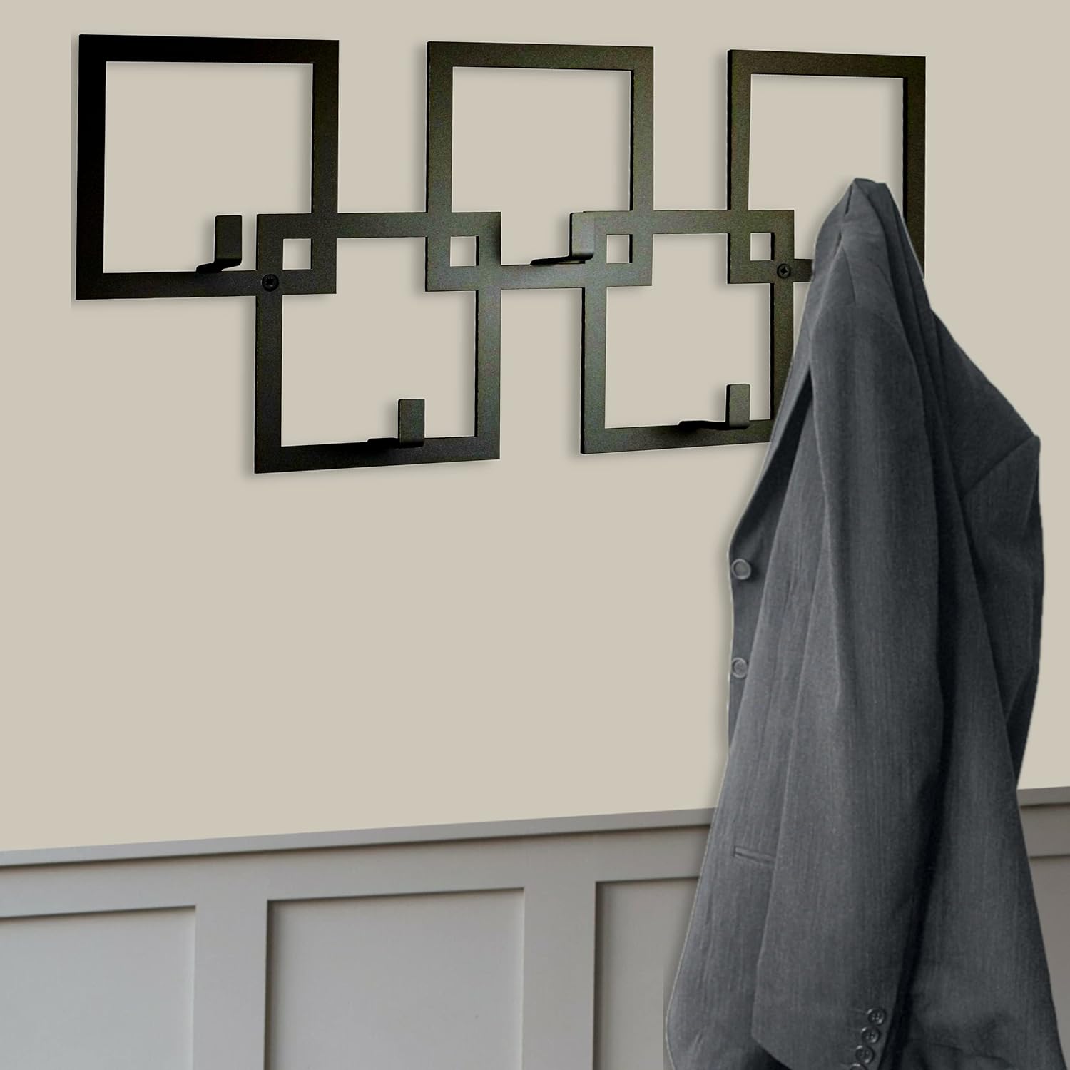 The Metal House Contemporary Wall Mounted Square Coat Rack in Black ...