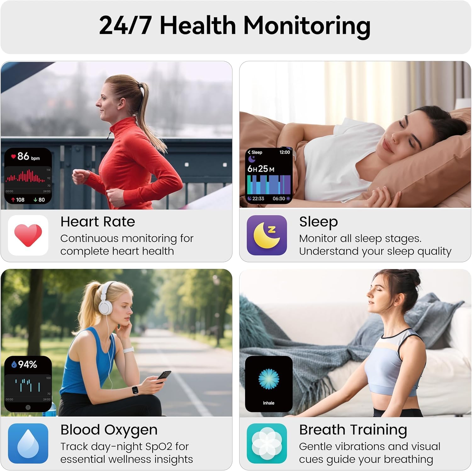 Cillso Smartwatch Herren Damen, 1,95" HD Touch Fitnessuhr mit Telefonfunktion, 110+Sportmodi Smart Watch Fitness Tracker mit Pulsmesser Schlafmonitor