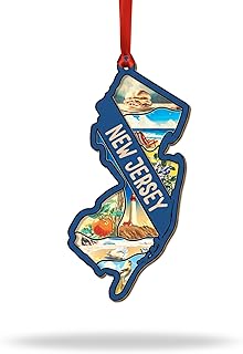 New Jersey Ornament, New Jersey Christmas Ornaments, Unique Ornament for Tree, Xmas Gifts, State Souvenir Decor, 3D Wooden Acrylic Cut Gift for Men Women Family Friends