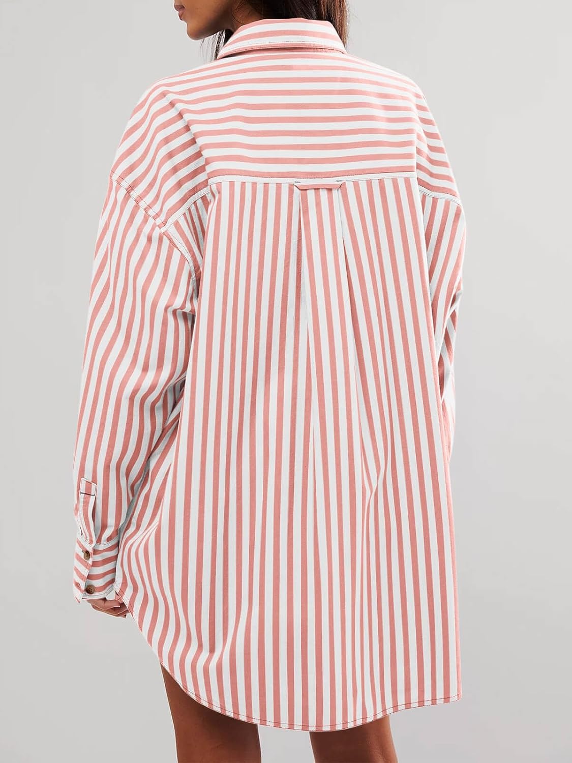 Cicy Bell Womens Oversized Striped Button Down Shirts Boyfriend Long Sleeve Collared Work Blouses - Image 4