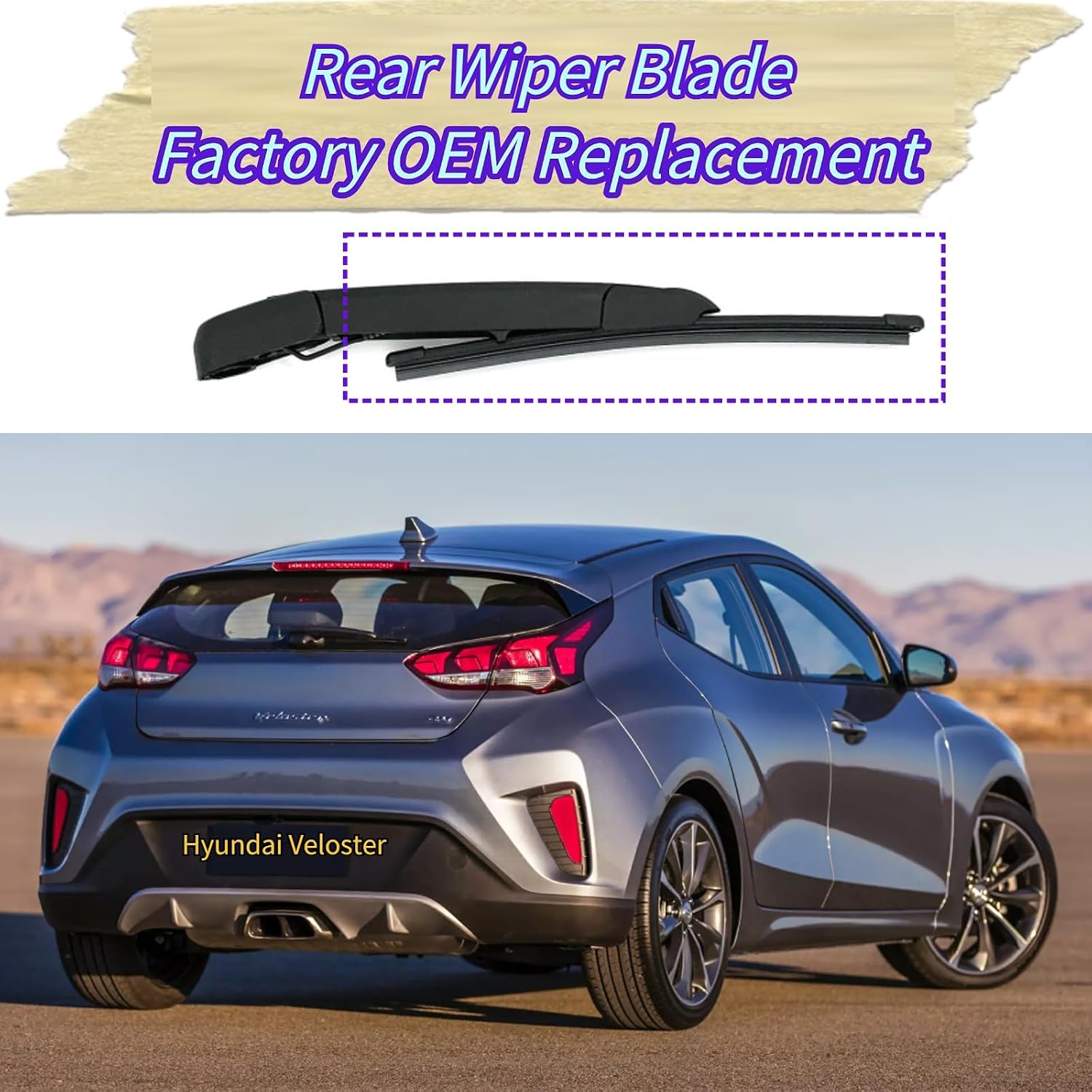 Rear Wiper Blade Replacement for Hyundai Veloster Hatchback 2019-2021 Exact Fit Base Premium Turbo R-Spec Ultimate Trims Rear Back Windshield Wiper Blade