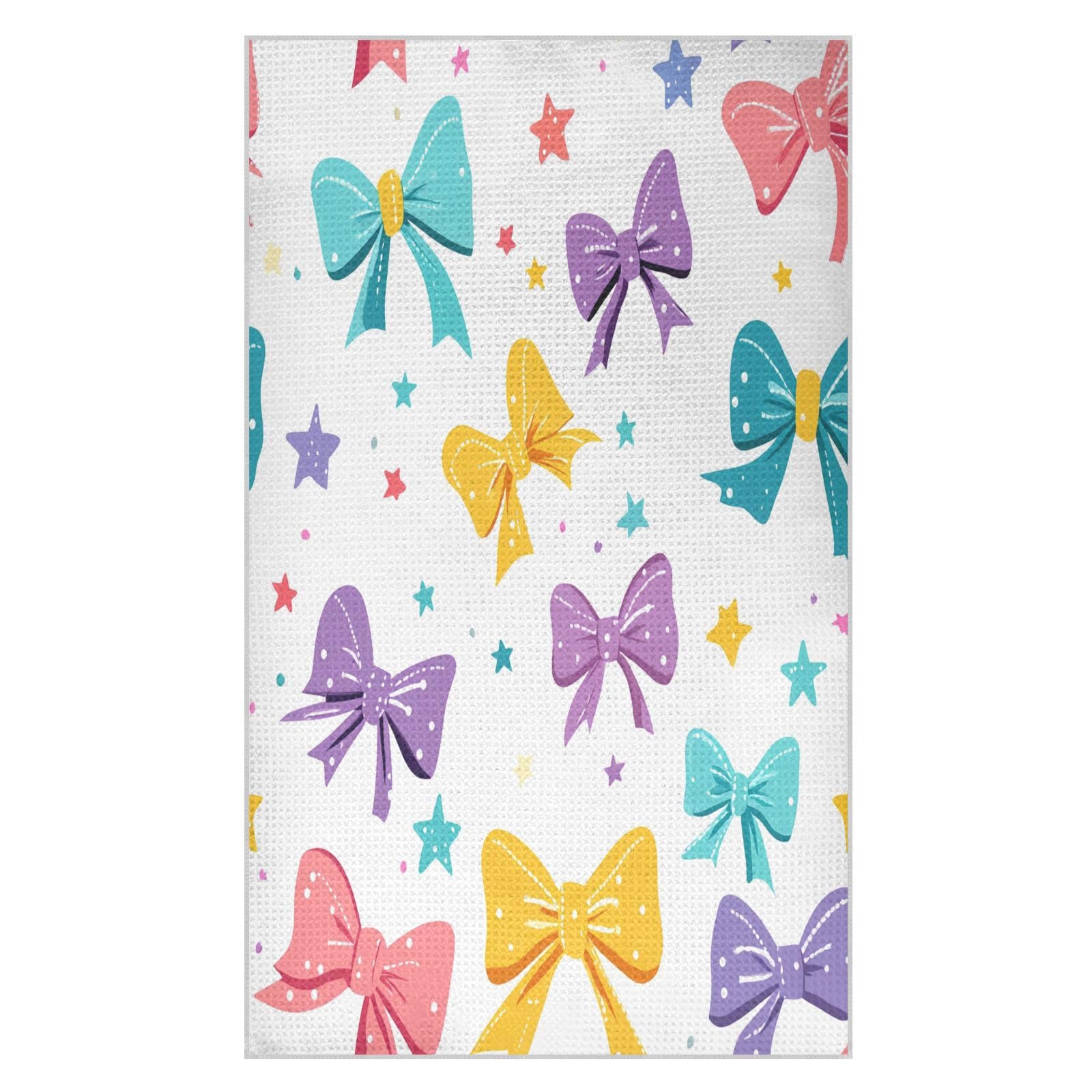 BURSTDDY Colourful Bows Kitchen Towels,Absorbent Dish Towels 2 Pack