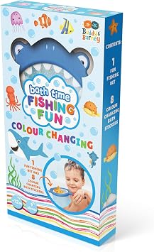 Buddy & Barney Bath Time Fishing Fun | Colour Changing Bath Stickers, Unisex Children's Bath Toys, Sea Creatures Toys, Novelty Gifts