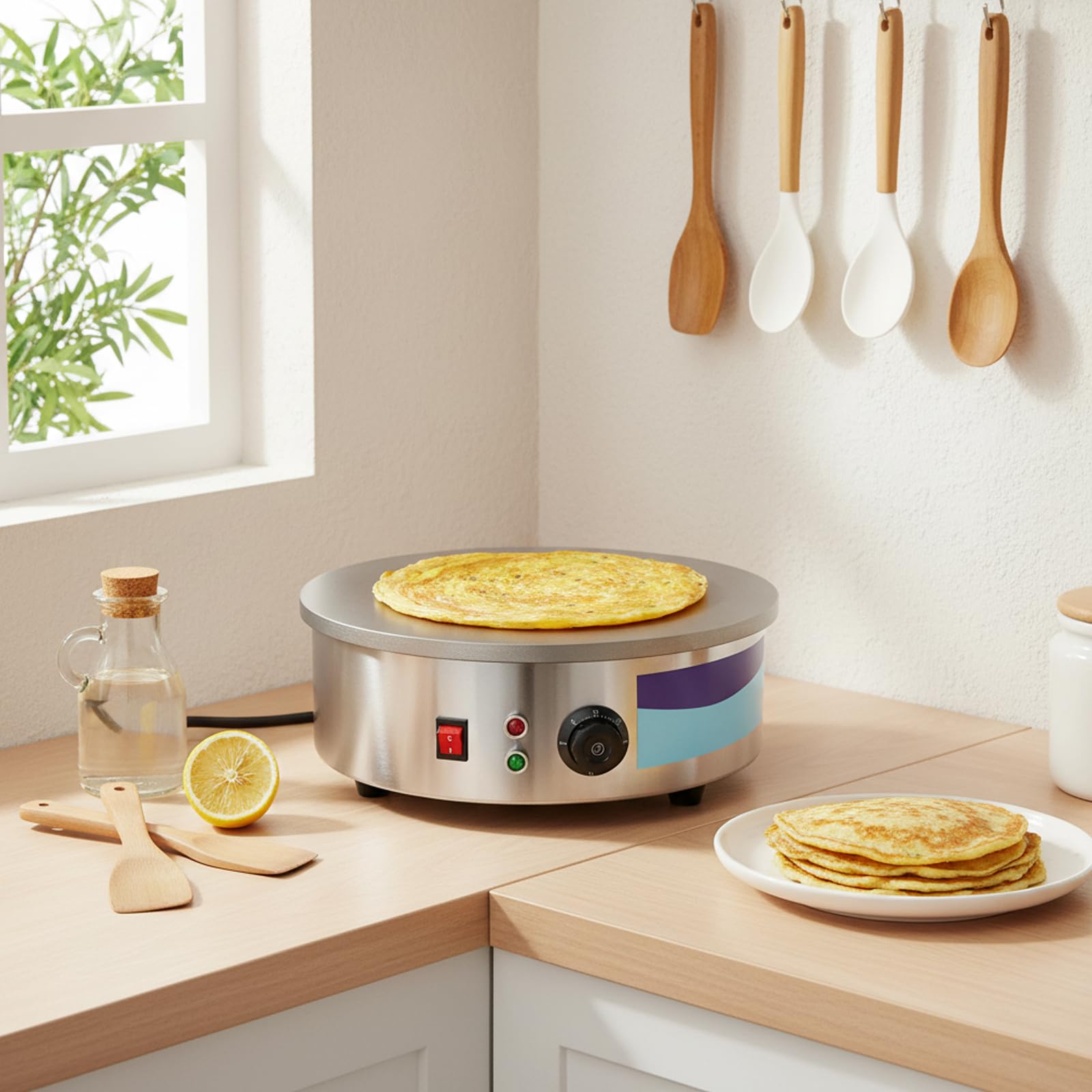 Crêpière électrique 3000W, Billig fonte grand diamètre