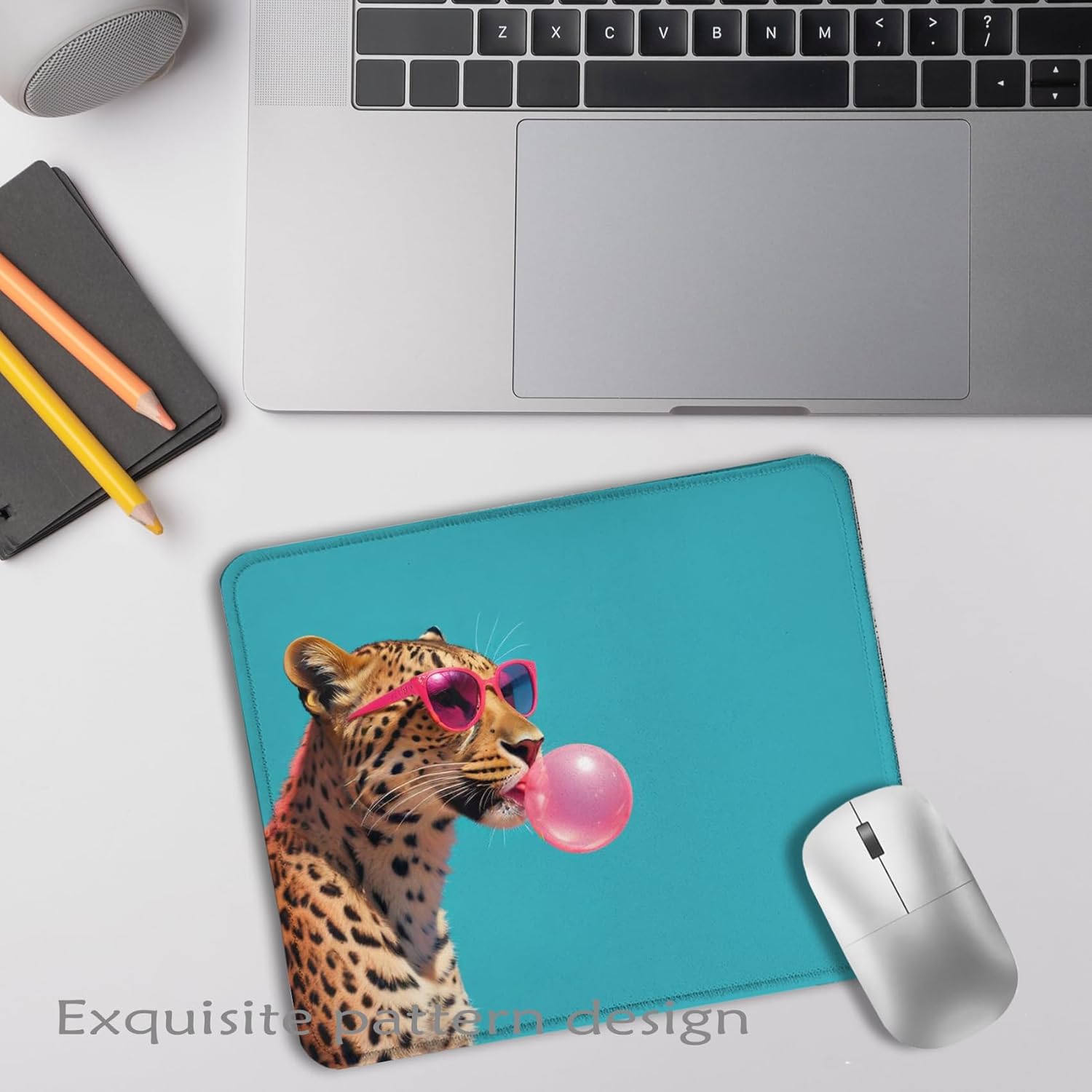 Funny Navy Blue Leopard Animals Mouse Pad 9.5x7.9 Inch,Pink Bubble Gum Leopard Mouse Pads for Wireless Mouse Computers Laptop Desk Accessories Women Office Supplies - Image 3