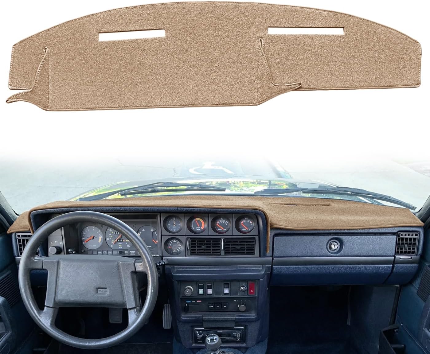 Dash Cover Mat Custom Fit for Volvo 240 242 244 245 262 264 265, Dashboard Cover Pad Carpet Protector (Black) F62