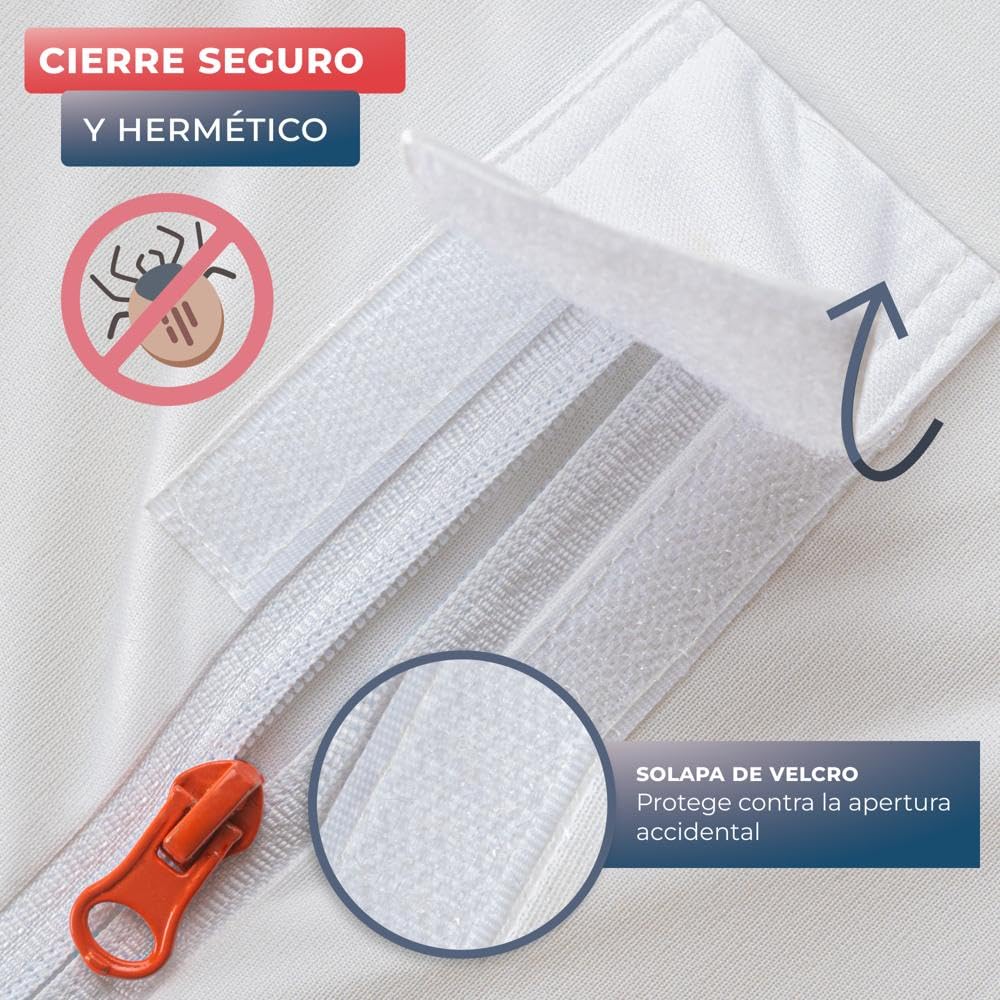WRAPPYBAG Protector de Colchón Impermeable – Cubre Colchón Anti Chinches y Antiácaros – Funda de Colchón Sin Tratamiento Químico – Superficie de Algodón Suave y Cómoda – 14 Tamaños Disponibles