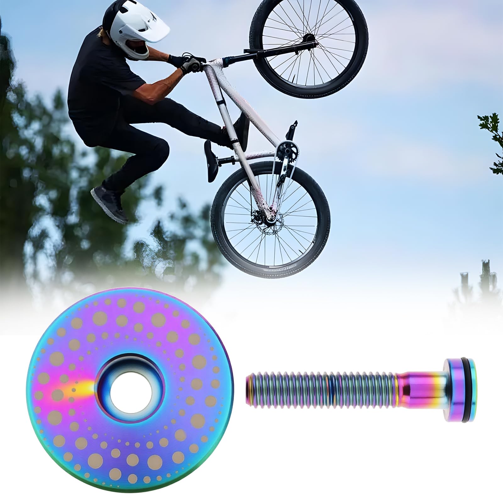 OTOTEC 1-1/8 Inch 28.5mm Bike Headset Top Cap with Bolt Stem Cover for MTB and Road Bike