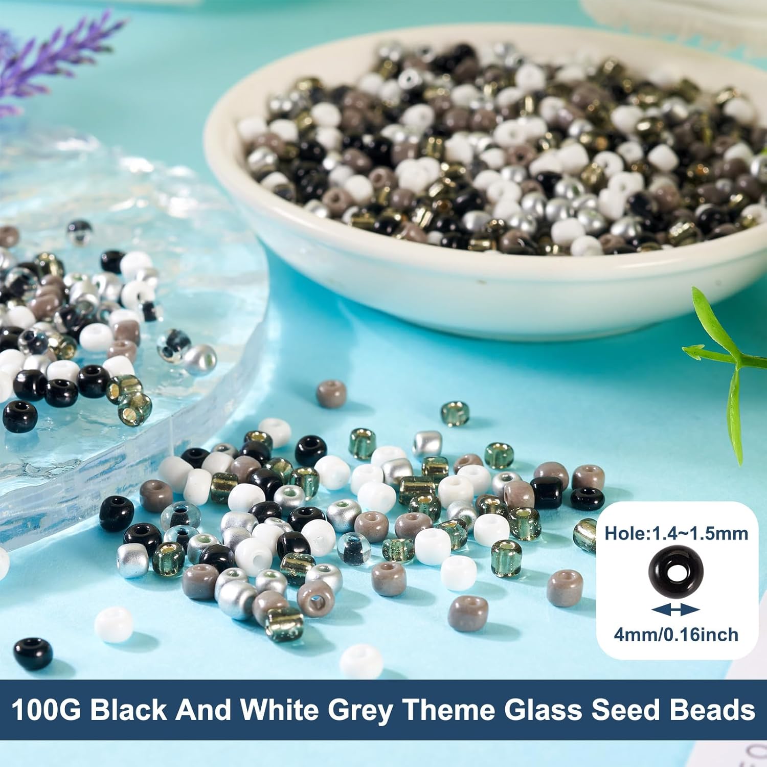 0.22lb 4mm Random Glass Seed Beads 6/0 Mix Rondelle Crystal Pony Beads Bulk Black Brown Seed Bead Kit for Crafts DIY Friendship Bracelets Beading Jewelry Making Supplies - Image 2