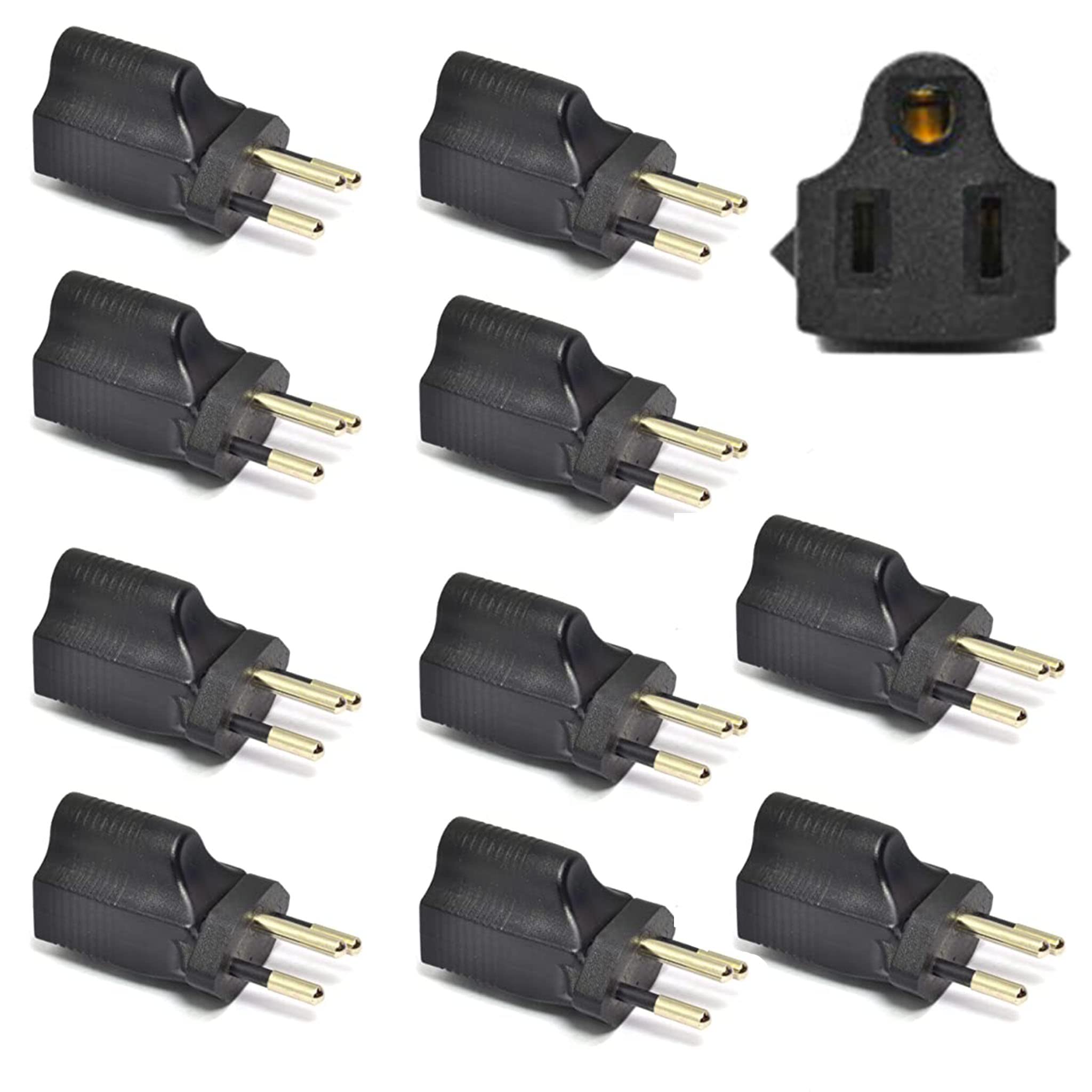 Ceptics Switzerland Sev 1011 - Adaptador de enchufe de viaje acepta NEMA 5-15R - Certificado ETL - Grado industrial (IG-11A-10PK)