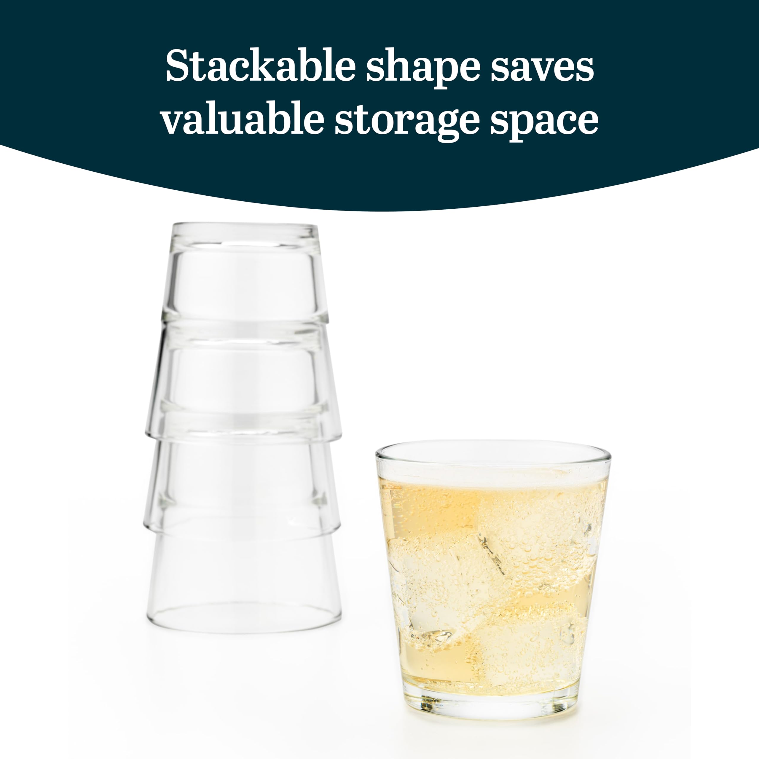 Amazon.com | Libbey 15769 Restaurant Basics Stacking Double Old Fashioned  Glasses, 12-ounce, Set of 12: Old Fashioned Glasses
