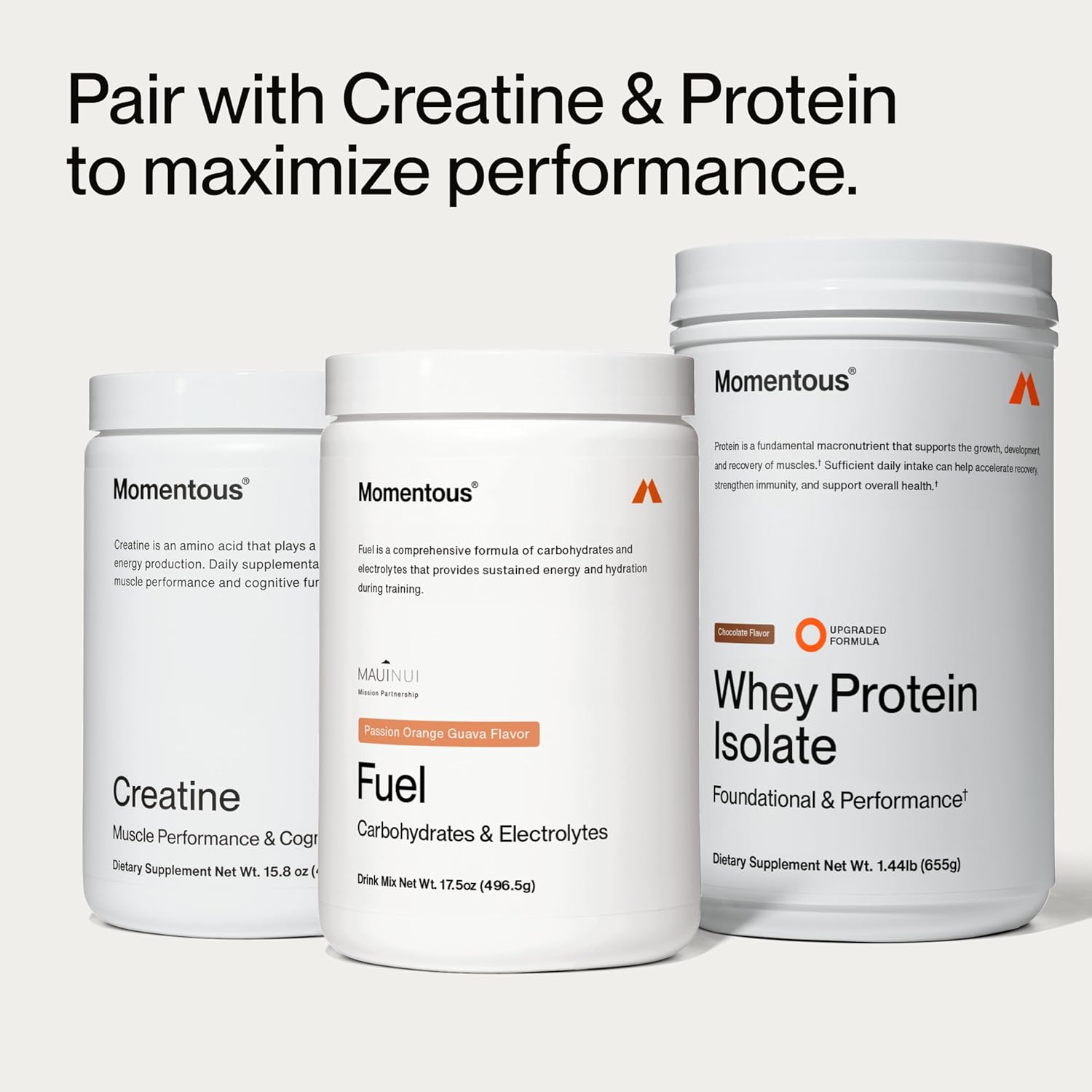 Momentous Fuel Intra-Workout Energy & Hydration Drink Mix - Powder for Sustained Energy During Workouts - NSF Certified for Sport - GMO- & Gluten-Free - 15 Servings - Passion Orange Guava