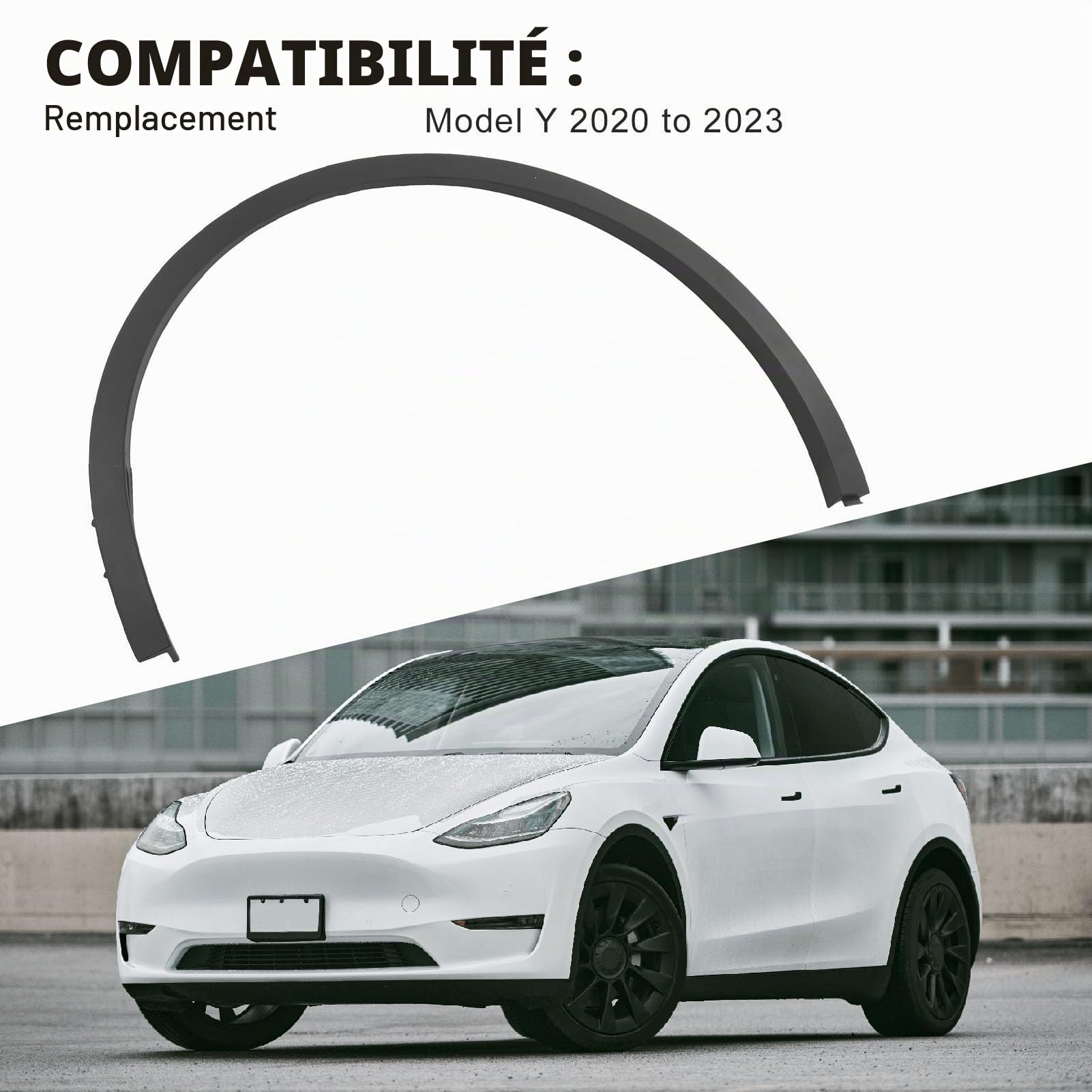 Flare pour Model Y, Moulure de Passage de Roue évasée côté Passager Arrière, Moulure de Roue côté Voiture Pare-éclaboussures pour Model Y 2020 à 2023 (Avant
