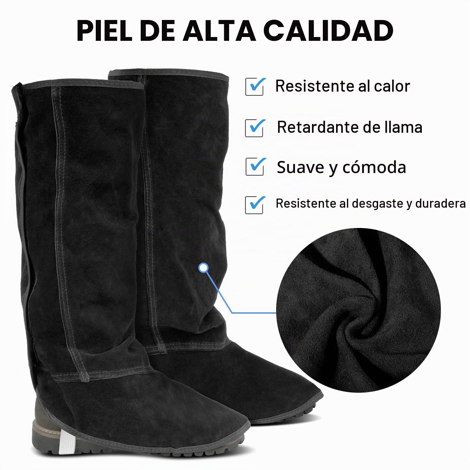 Polainas de soldadura de cuero LeaSeek - Cubiertas para botas de soldadura resistentes al calor y a la abrasión - Protectores de zapatos - Polainas de soldadura, 1 par