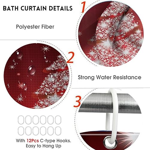 Miniatura 7 de RFUGUG 4Pcs Christmas Bathroom Sets with Shower Curtain, Rugs, Toilet Lid Cover and Bath Mat, Christmas Tree Santa Claus Snowman Gnome Chritsmas