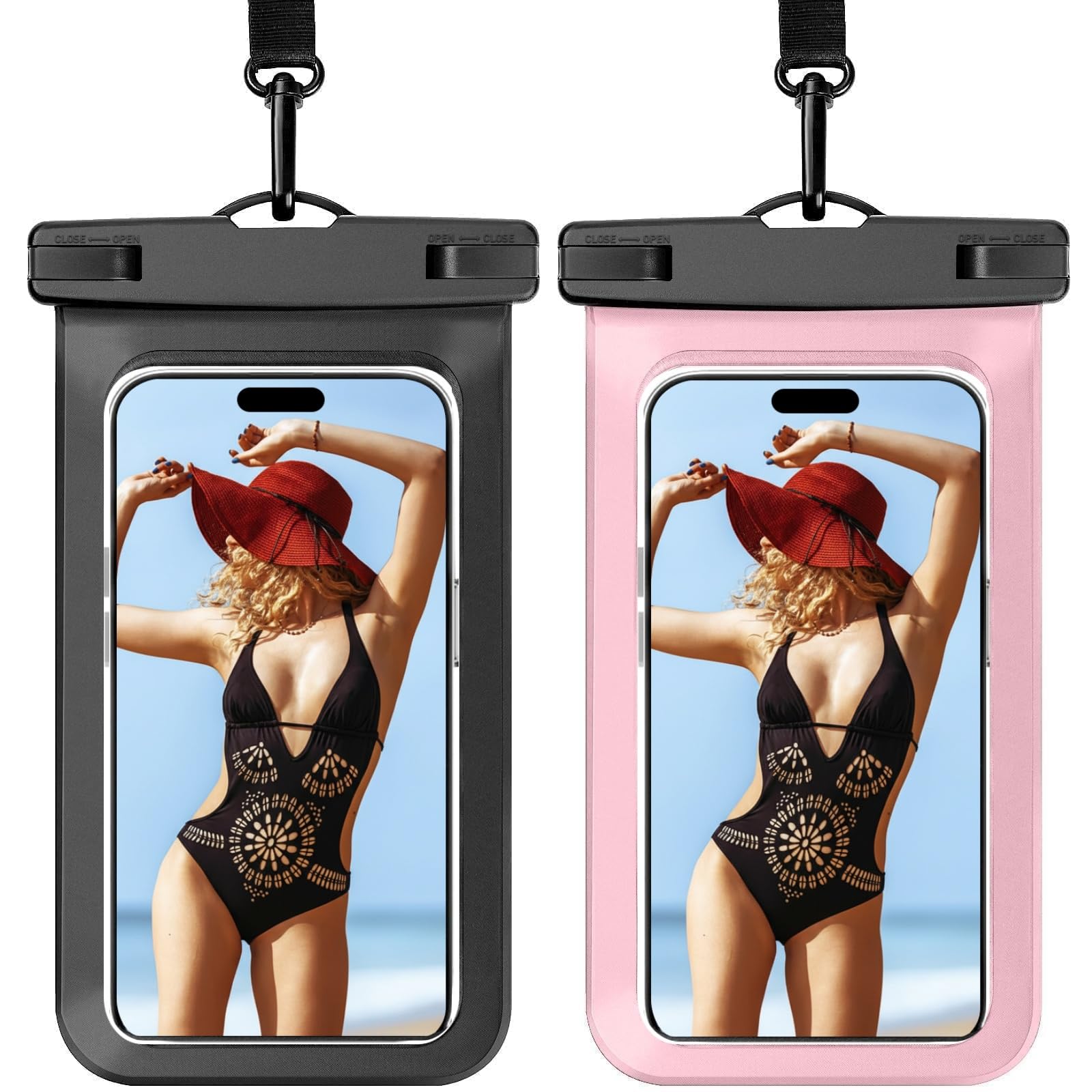 Woyinger 2 Pack Waterproof Phone Pouch, Universal Case Compatible for iPhone 17 16 15 14 13 12 Pro Max XS Plus IPX8 Underwater Dry Bag for Cruise