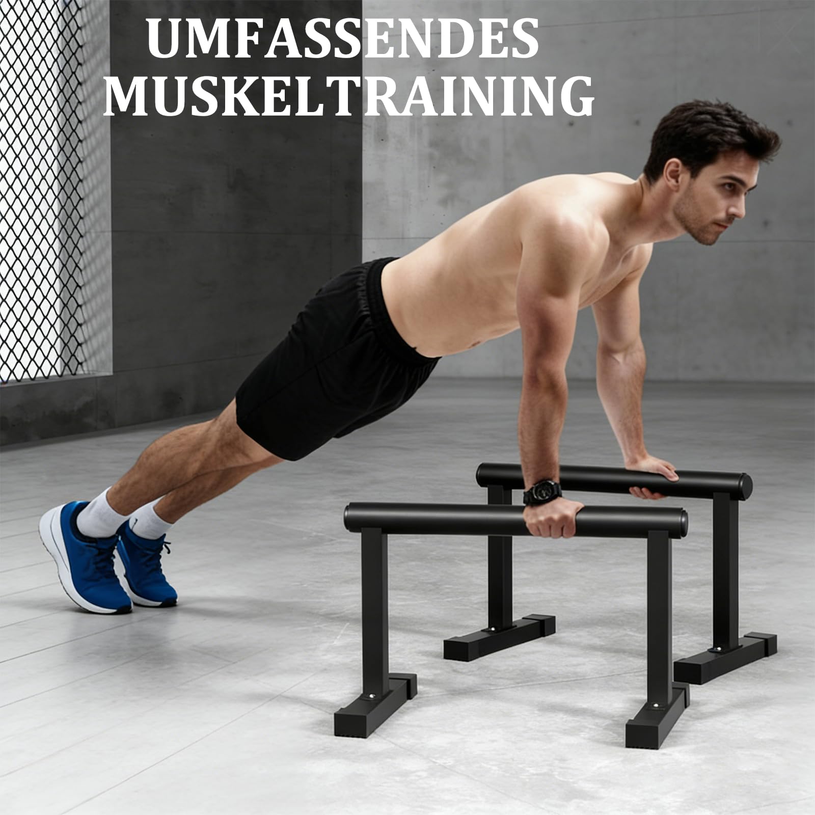 Parallettes mit Holzgriffen, Rutschfeste Handstand Griffe/Dip Bar für Calisthenics, Krafttraining & Yoga, Handstand Stütze für In- und Outdoor