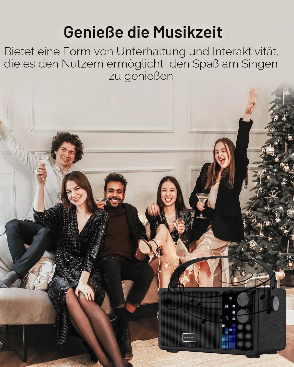 Karaoke Maschine,Karaoke Anlage mit 2 Mikrofonen, Karaoke Box mit 7 Stimmeffekten, Karaoke Set Lautsprecher mit mikrofon für Kinder & Erwachsene, Perfekt für Partys, mädchen Geschenke