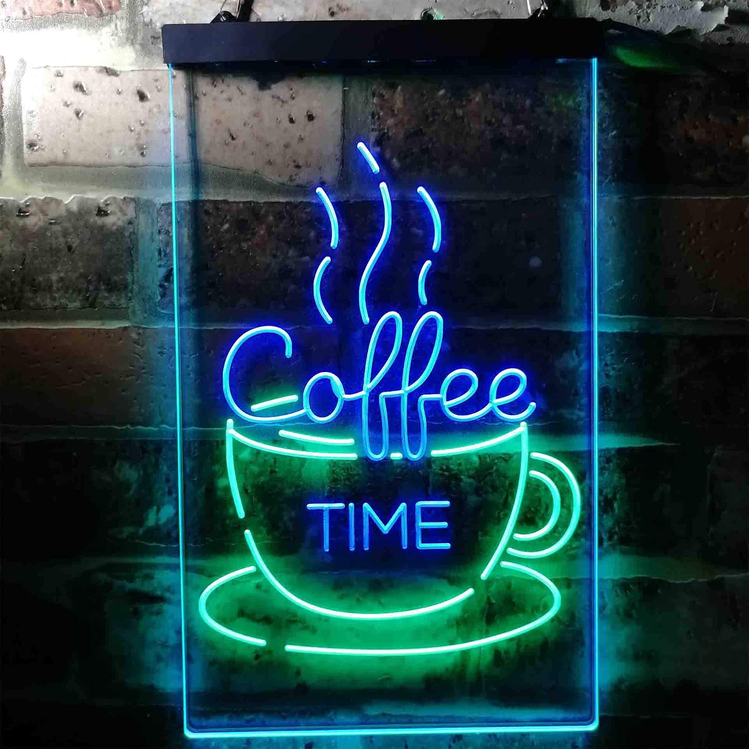 ADVPRO Coffee Time Cup Shop Café Dual Color LED Neon Sign Green & Blue 12 x 16 Inches st6s34-i3708-gb
