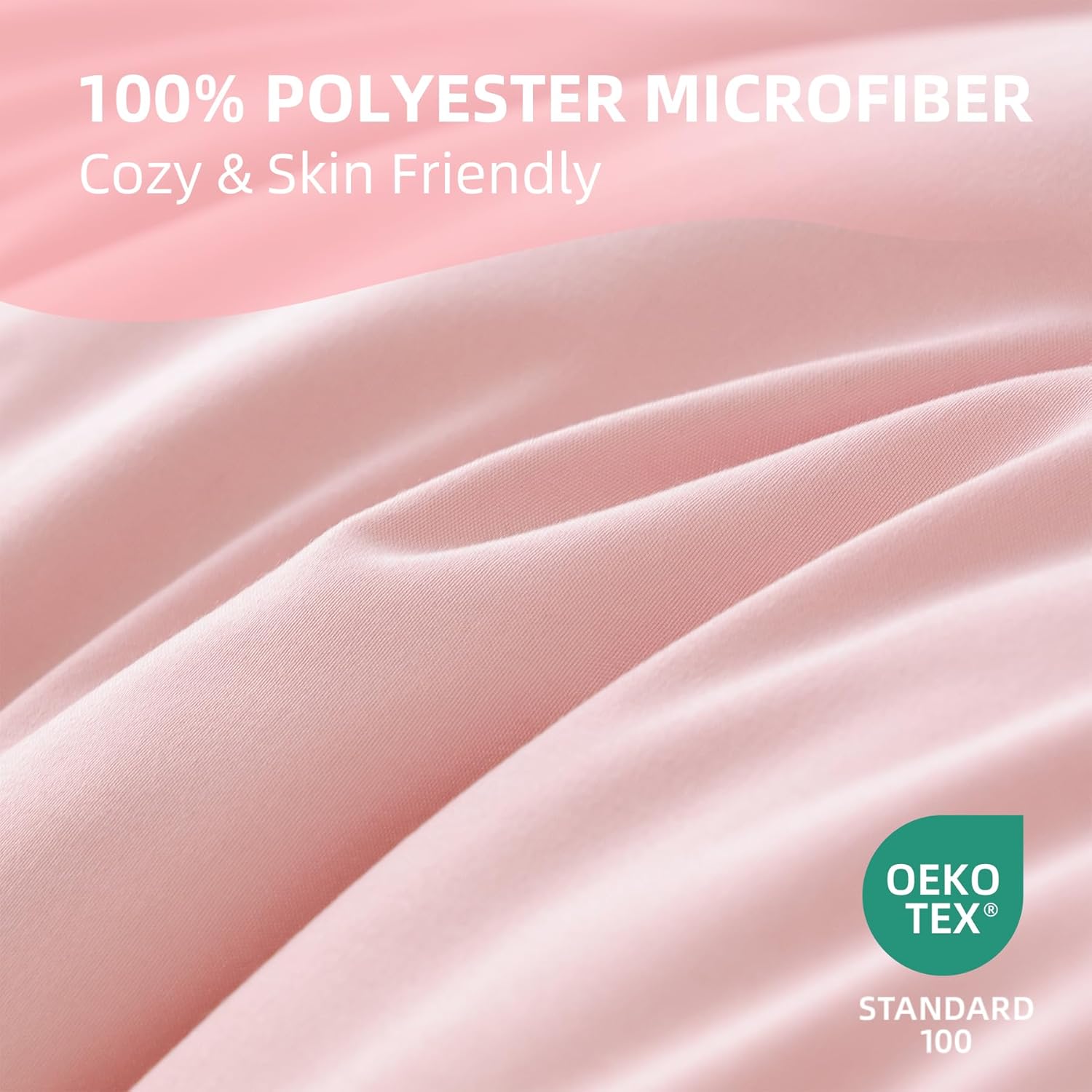 Whitney Home Textile Rose Pink Duvet Cover Set Queen Size - 3 Piece Luxury Soft Cooling Duvet Cover with Zipper Closure and Pillow Sham, Breathable Washed Brushed Microfiber, Comforter Not Included - Image 5