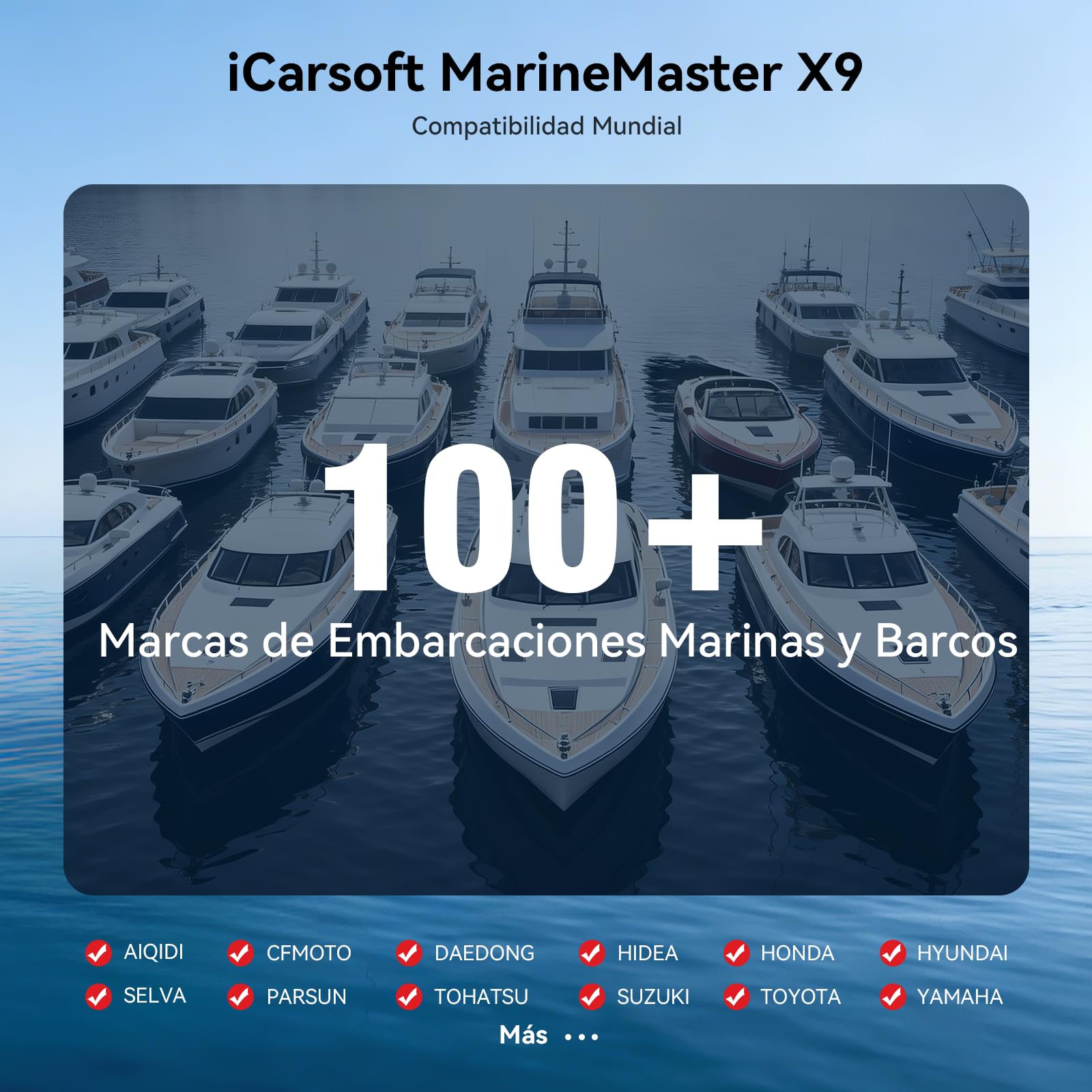 iCarsoft MarineMaster X9 Herramienta de diagnóstico Marina para Barcos, Yates, Motos acuáticas y Motores fueraborda, 40 Funciones de Servicio, Prueba bidireccional, Lector de códigos OBD2 Marino