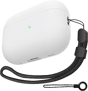 Auyuiiy silicone Case Compatible with Airpods Pro 2nd Generation [Front LED Visible][Supports Wireless Charging] Shock Proof Protective Cover for Airpods Pro 2022 Charging Case (white)