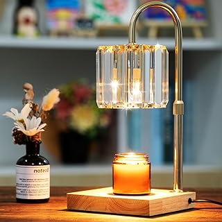 Candle Warmer Lamp with Timer, Dimmable Electric Candle Wamer Adjustable Height, Glass Modern Candles Melter Lamp, Clear