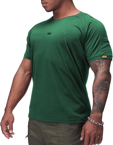 Miniatura 2 de IDOGEAR Camisas tácticas de cuello redondo para hombre, camiseta atlética de manga corta, camisetas deportivas para exteriores