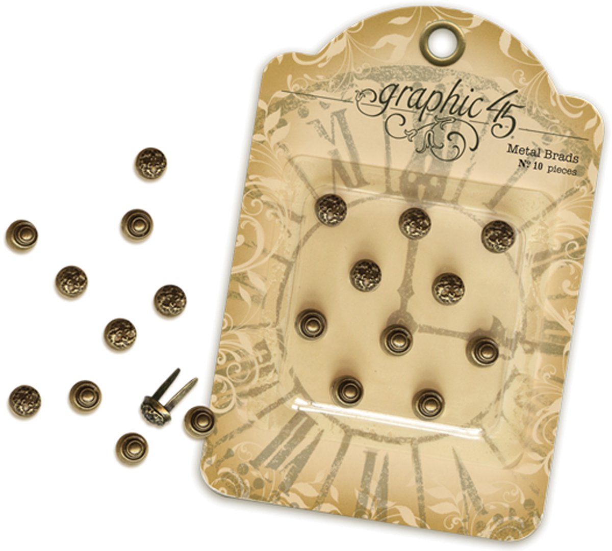 Graphic 45G4500422 Staples Stamped Metal Brads 10-Pkg