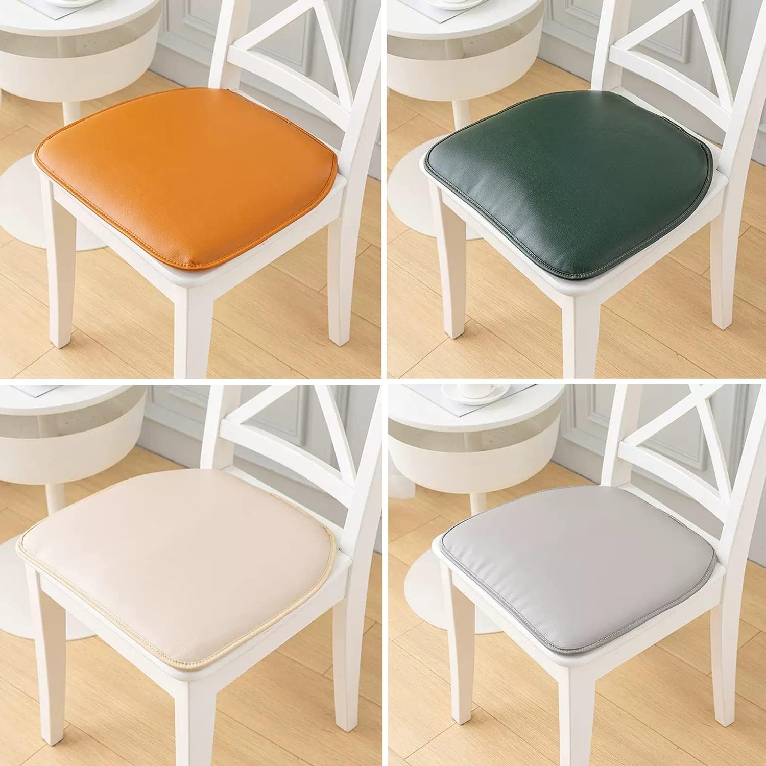 MOODMUSE Dining Chair Cushion,Leather Kitchen Chair Cushions - U- Shape Seat Cushion and Dining Room Chair Pad Non Slip Rubber Back 1/2/4 Packs (Color : Orange-22, Size : Set of 2)