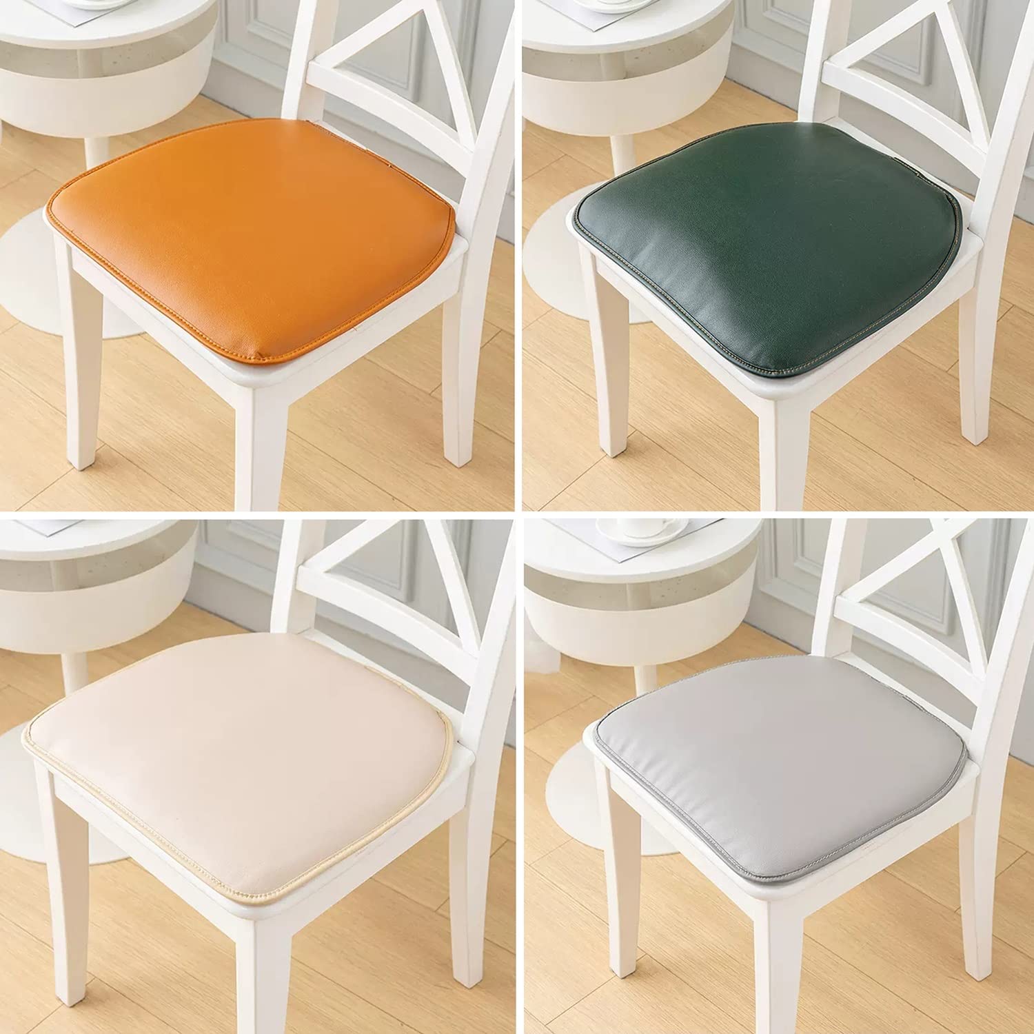 Cojin Silla Comedor - Cuscino antiscivolo a forma di U per sedie da cucina, in pelle, con supporto posteriore in gomma, set di 1/2/4 pezzi, elegante nero, perfetto per sala da pranzo