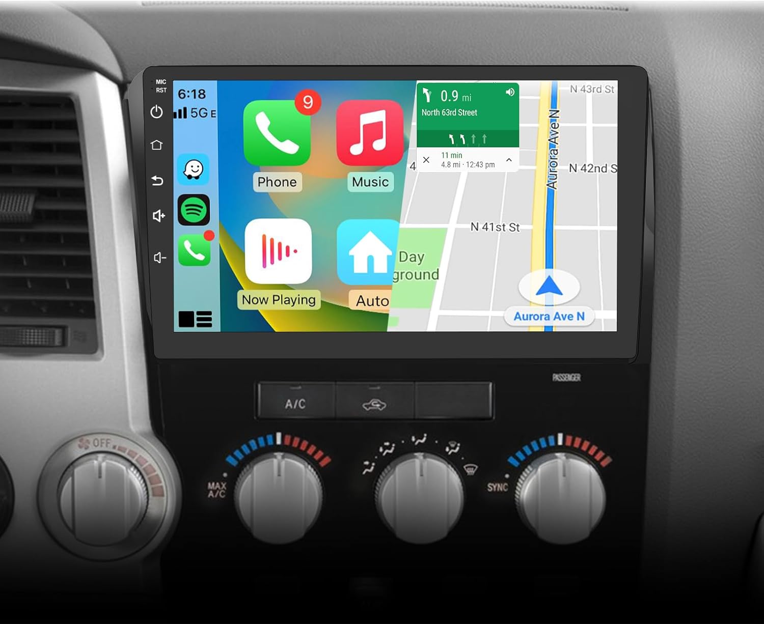 4GB+64GB 5GWiFi Upgrade Car Stereo for Toyota Tundra 2007-2013 Toyota Sequoia 2008-2018, Touch Screen Car Radio Update with Wireless Carplay Android Auto AM FM
