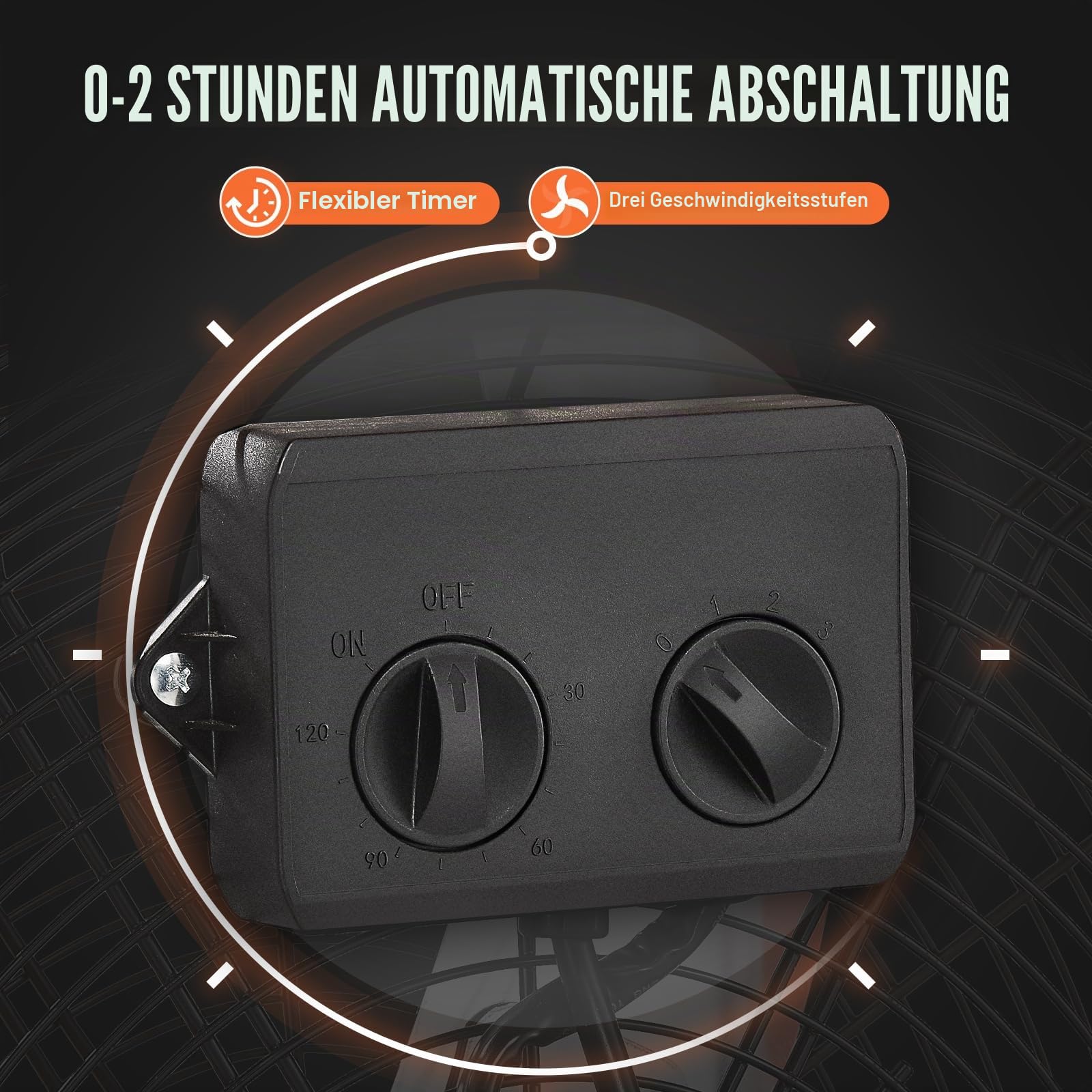 VEVOR Trommelventilator, Bodenventilator, Industrieventilator, 3 Gang, 8600 CFM, 360° verstellbare Neigung, 0-2-Stunden-Timer, Standventilator, Windmaschine für Lager, Werkstatt, Fabrik, Keller
