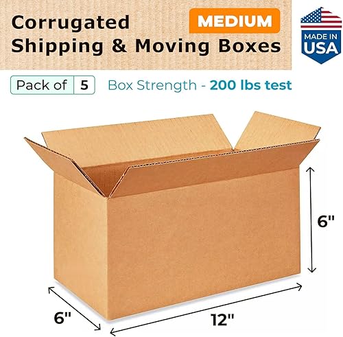 Miniatura 543 de Cajas para envío IDL Packaging - B-1266-5 de cartón corrugado, tamaño pequeño, de 12 pulgadas de largo x 6 pulgadas de ancho x 6 pulgadas de alto