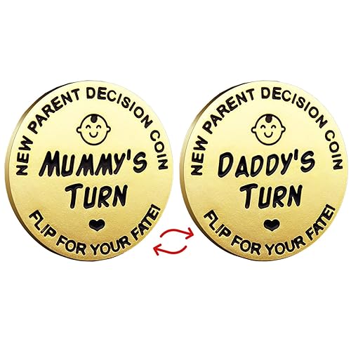 Regalos de bebé para padres, moneda de decisión de doble cara para nueva mamá y papá, regalos divertidos para baby shower para parejas, regalos para