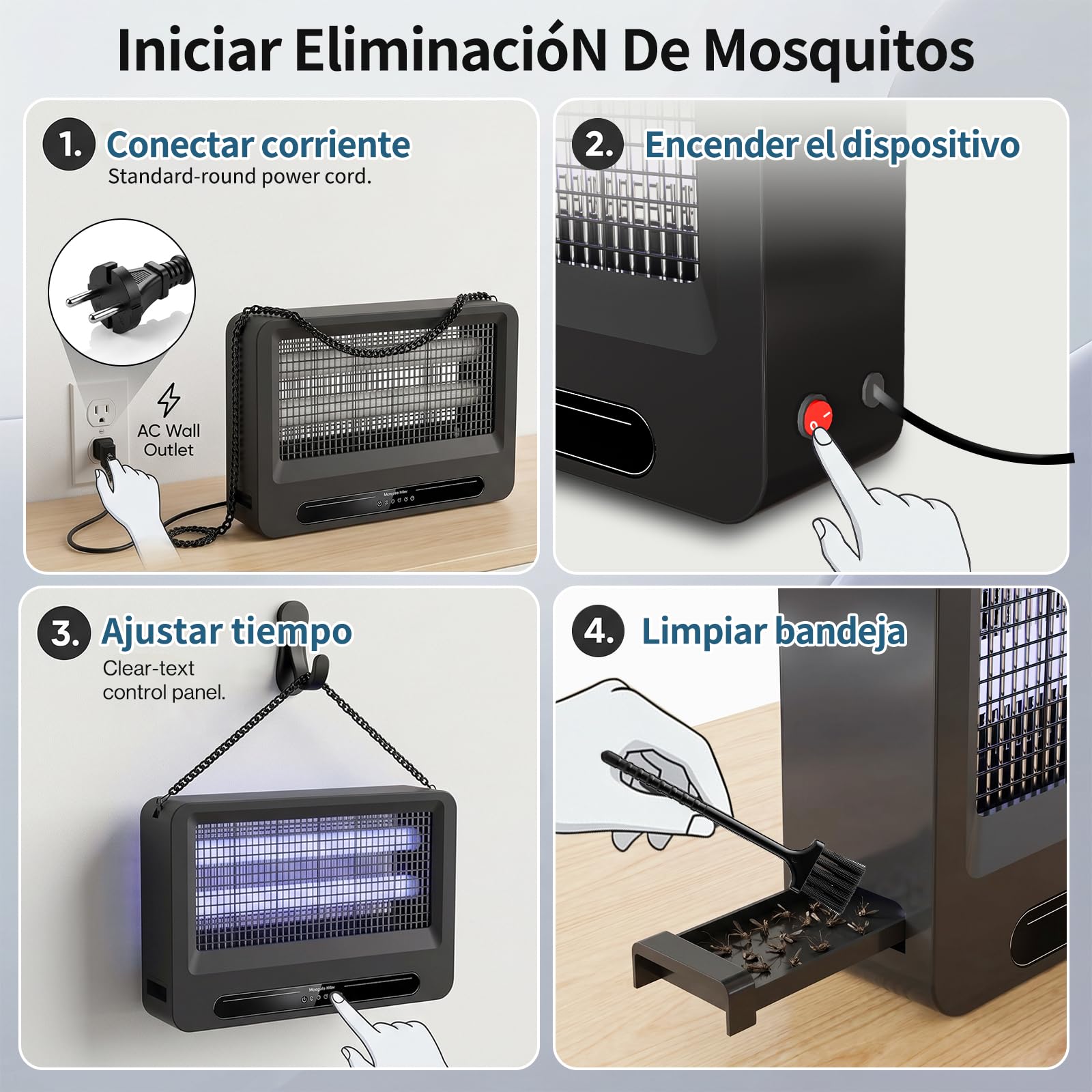YFFU Lampara Antimosquitos, Mata Mosquitos Eléctrico con 2 Tubos UV Recambiables, Antimosquitos Eléctrico de Doble Cara 4000V, Lámpara Antimosquitos Exterior Diseño Desmontable con Soporte De Colgado