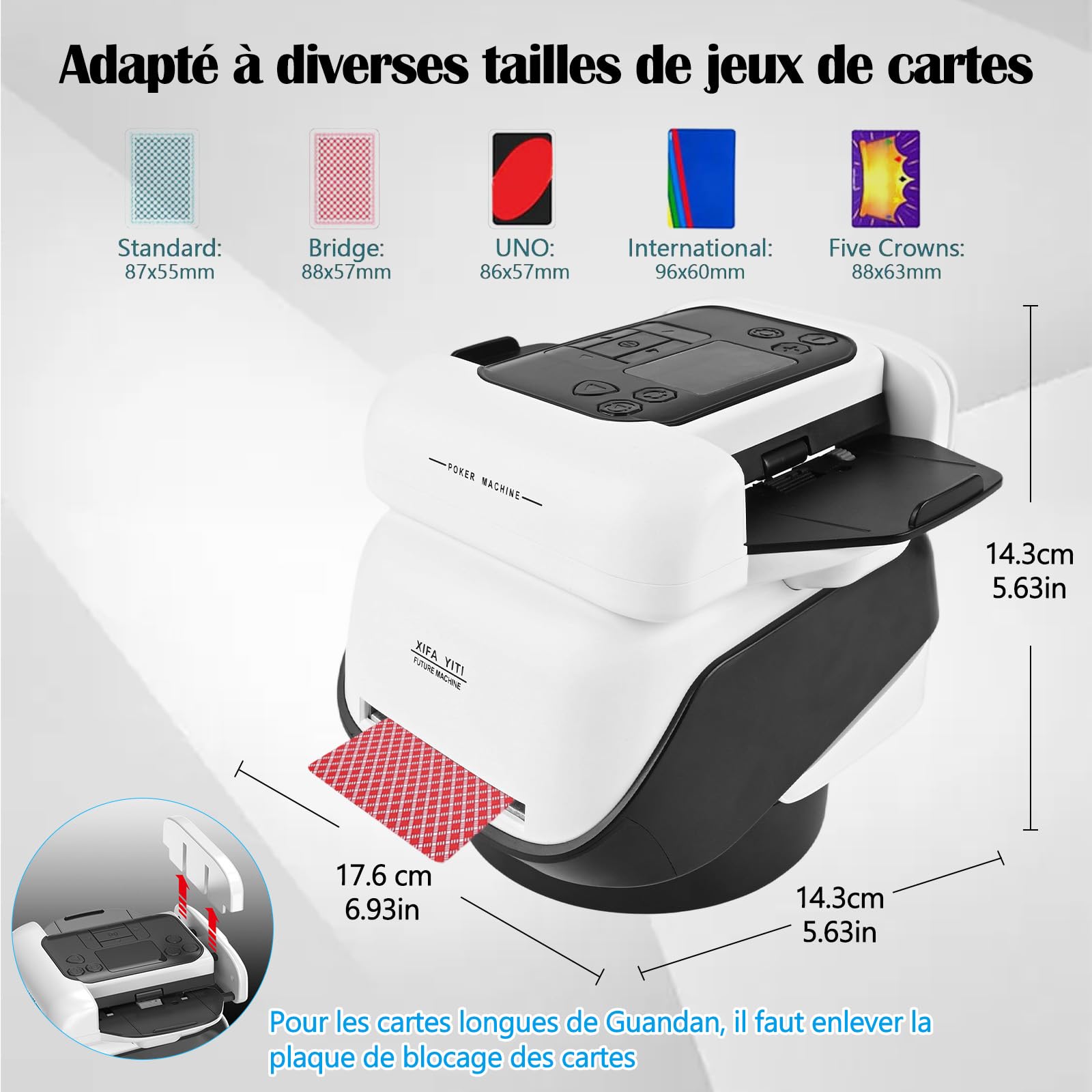 2 en 1 Distribuidor y barajador automático, Giro 360° para 1–2 Barajas, 1–8 Jugadores, Recargable, para Póker, Blackjack, UNO y Texas Hold'em, con Modo de Juego Personalizable