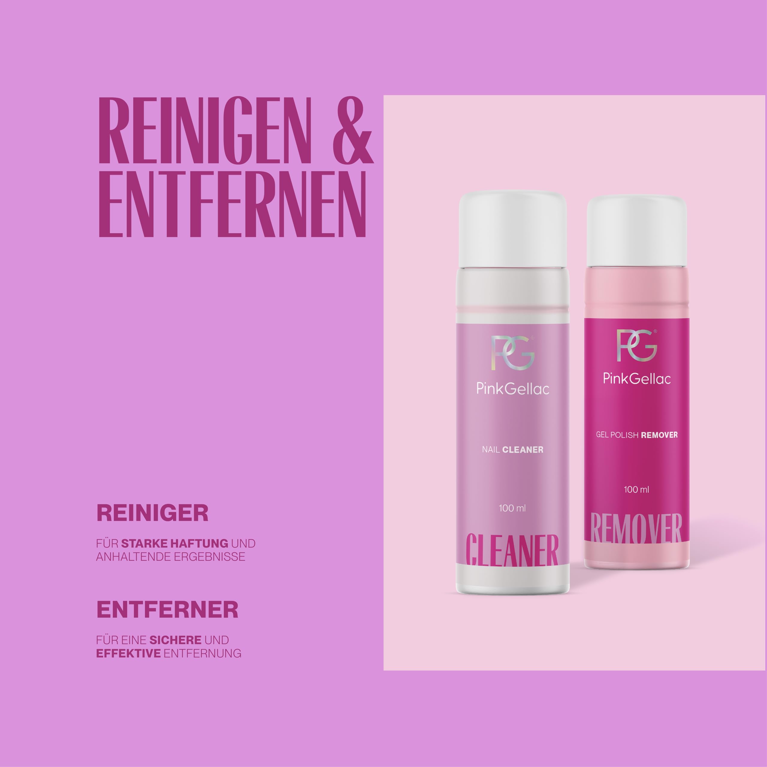 Pink Gellac Gel Nägel Set - UV Nagellack Set mit Premium UV Lampe Rosa, 4x Roten Farbtönen 15 ml, Top Coat Gel, Base Coat, Nagelfeile, Entferner und Cleaner - Nägel Selber Machen in Salonqualität