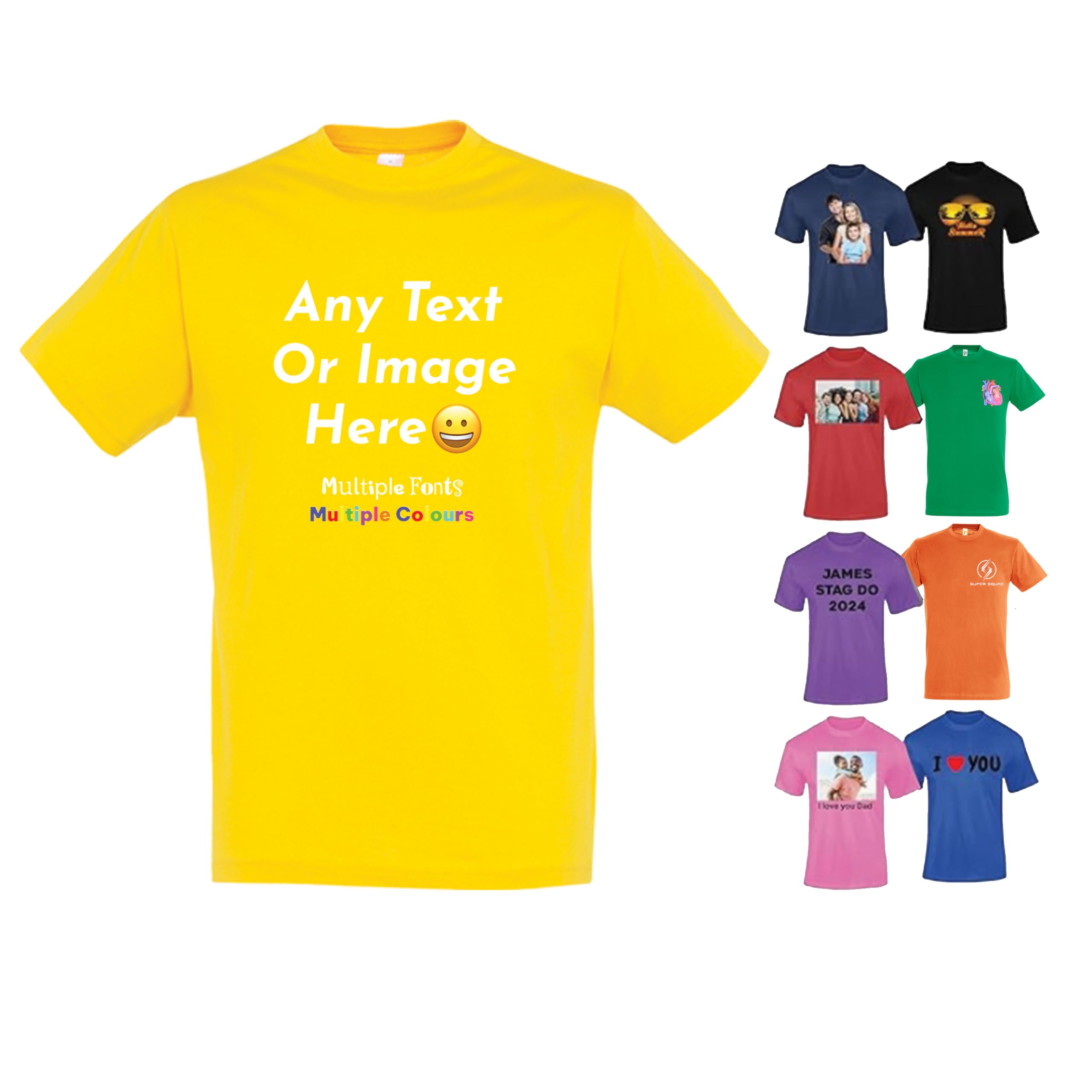 Varsany Personalised T Shirts Mens Womens Kids UK - Customised T Shirt with Any Text and Photo, Long-Lasting Printing - Design Your Own Custom T Shirt — view 22
