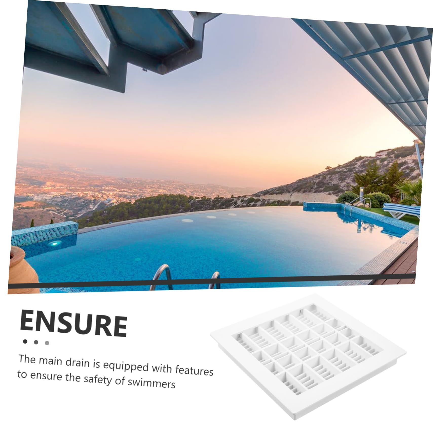 Cubierta Confiable y Seguro de Drenaje de Piscina de Plástico Cuadrada Sumidero de Color Claro para Accesorios de Piscinas Desmontables