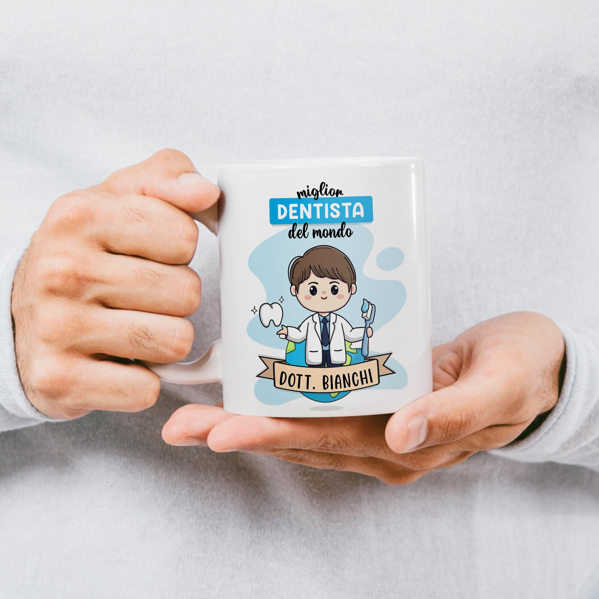 Tazza Dentista Personalizzata Nome Colore Capelli Regalo Ringraziamento Dentisti