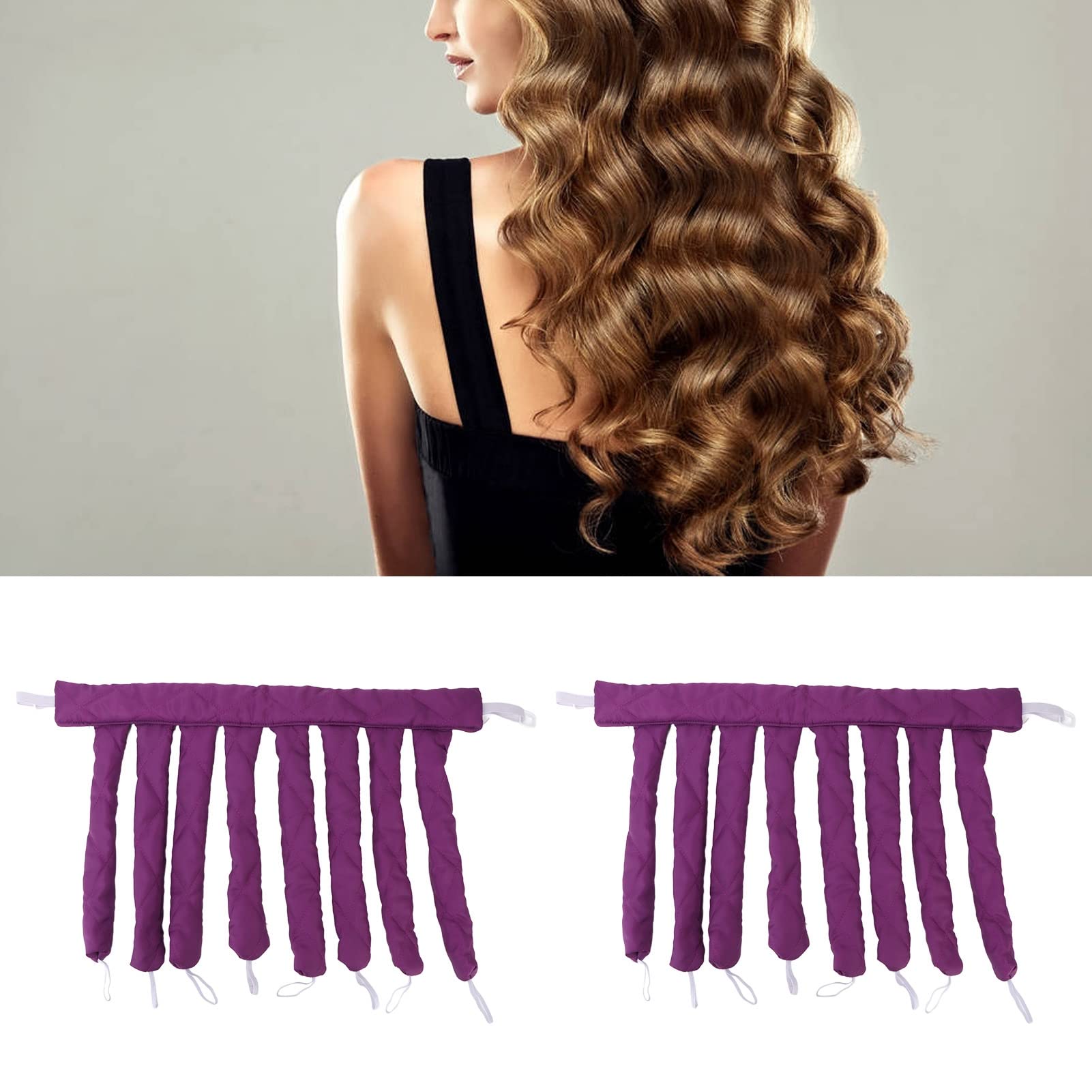 Octopus Hair Curler, Heatless Hair Roller 2pcs Cotton Styling Tool for Women Girls for Home for Thick Thin Hair(Purple) - Image 2