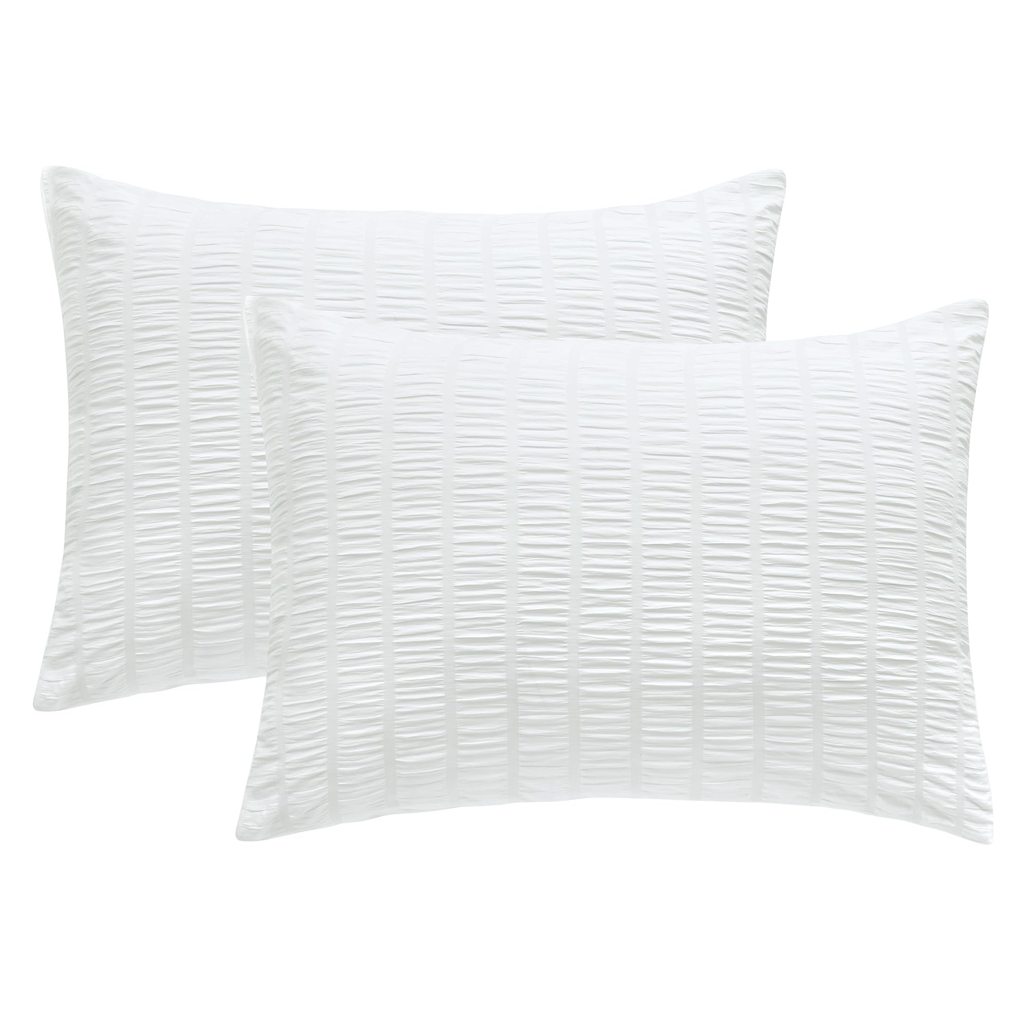 JELLYMONI White Seersucker Pillowcases Set of 2, Standard Size Soft & Breathable Pillow Covers with Envelope Closure, Microfiber (Pillows Not Included)