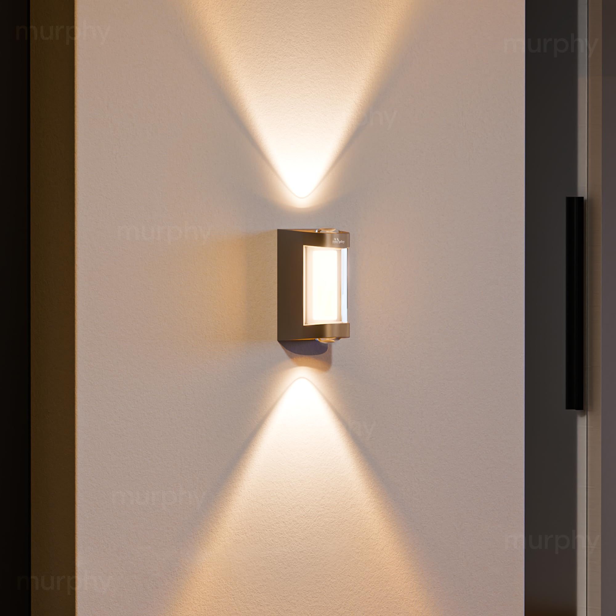 Murphy Beam Line 4W LED Outdoor/Indoor Wall Light | IP66 Waterproof | 2-Year Warranty | Up & Down Glow | Warm White | Shockproof Aluminium Body | Matt Black Finish | Pack of 2